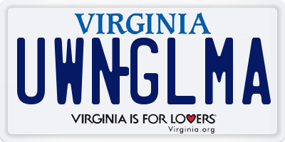 VA license plate UWNGLMA