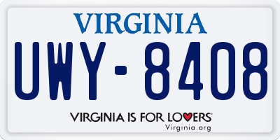 VA license plate UWY8408