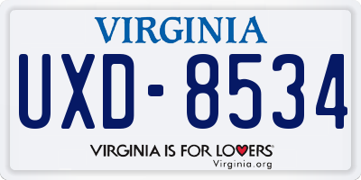 VA license plate UXD8534