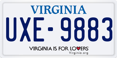 VA license plate UXE9883