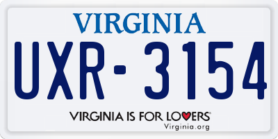 VA license plate UXR3154