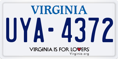 VA license plate UYA4372