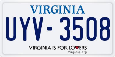 VA license plate UYV3508