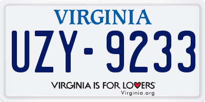 VA license plate UZY9233