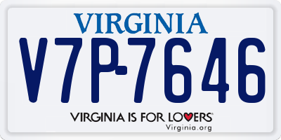 VA license plate V7P7646