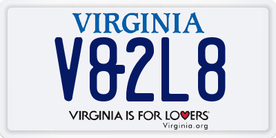 VA license plate V82L8