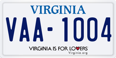 VA license plate VAA1004