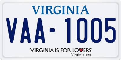 VA license plate VAA1005