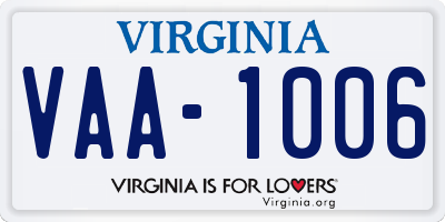 VA license plate VAA1006