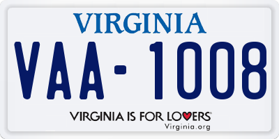 VA license plate VAA1008