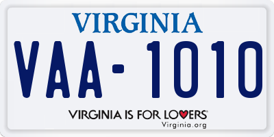 VA license plate VAA1010