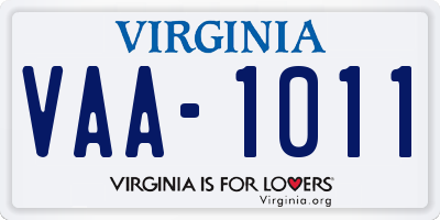 VA license plate VAA1011