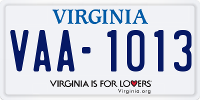 VA license plate VAA1013