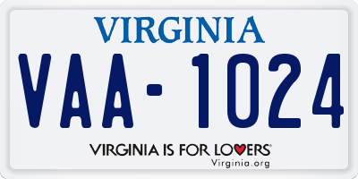 VA license plate VAA1024