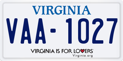 VA license plate VAA1027