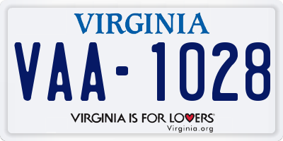 VA license plate VAA1028