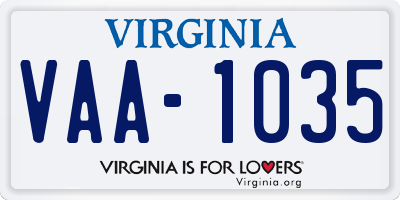 VA license plate VAA1035