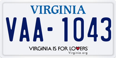 VA license plate VAA1043