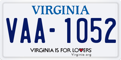 VA license plate VAA1052