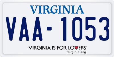 VA license plate VAA1053