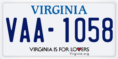 VA license plate VAA1058