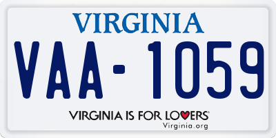 VA license plate VAA1059