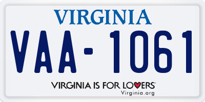 VA license plate VAA1061