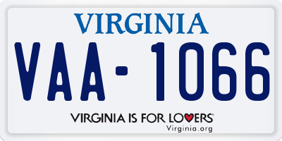 VA license plate VAA1066