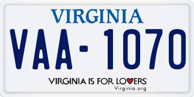 VA license plate VAA1070