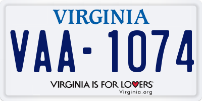 VA license plate VAA1074