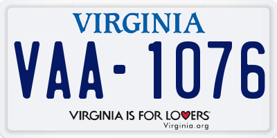 VA license plate VAA1076