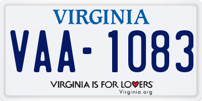 VA license plate VAA1083