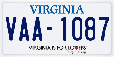 VA license plate VAA1087