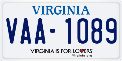 VA license plate VAA1089
