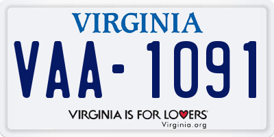 VA license plate VAA1091