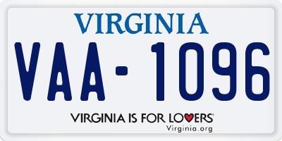 VA license plate VAA1096