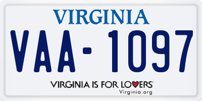 VA license plate VAA1097