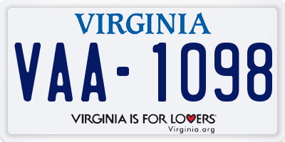 VA license plate VAA1098