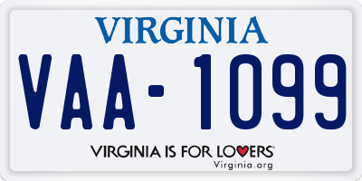 VA license plate VAA1099