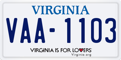 VA license plate VAA1103