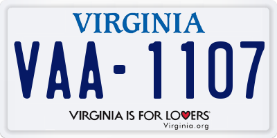 VA license plate VAA1107