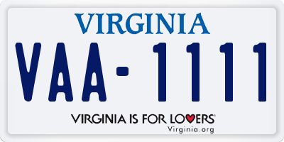 VA license plate VAA1111