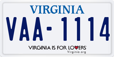 VA license plate VAA1114