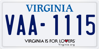 VA license plate VAA1115