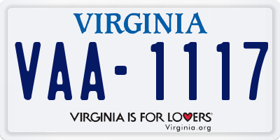 VA license plate VAA1117