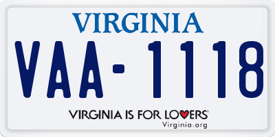 VA license plate VAA1118