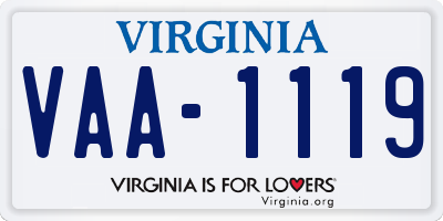 VA license plate VAA1119