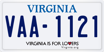 VA license plate VAA1121