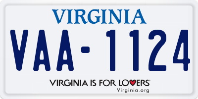 VA license plate VAA1124