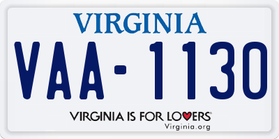 VA license plate VAA1130